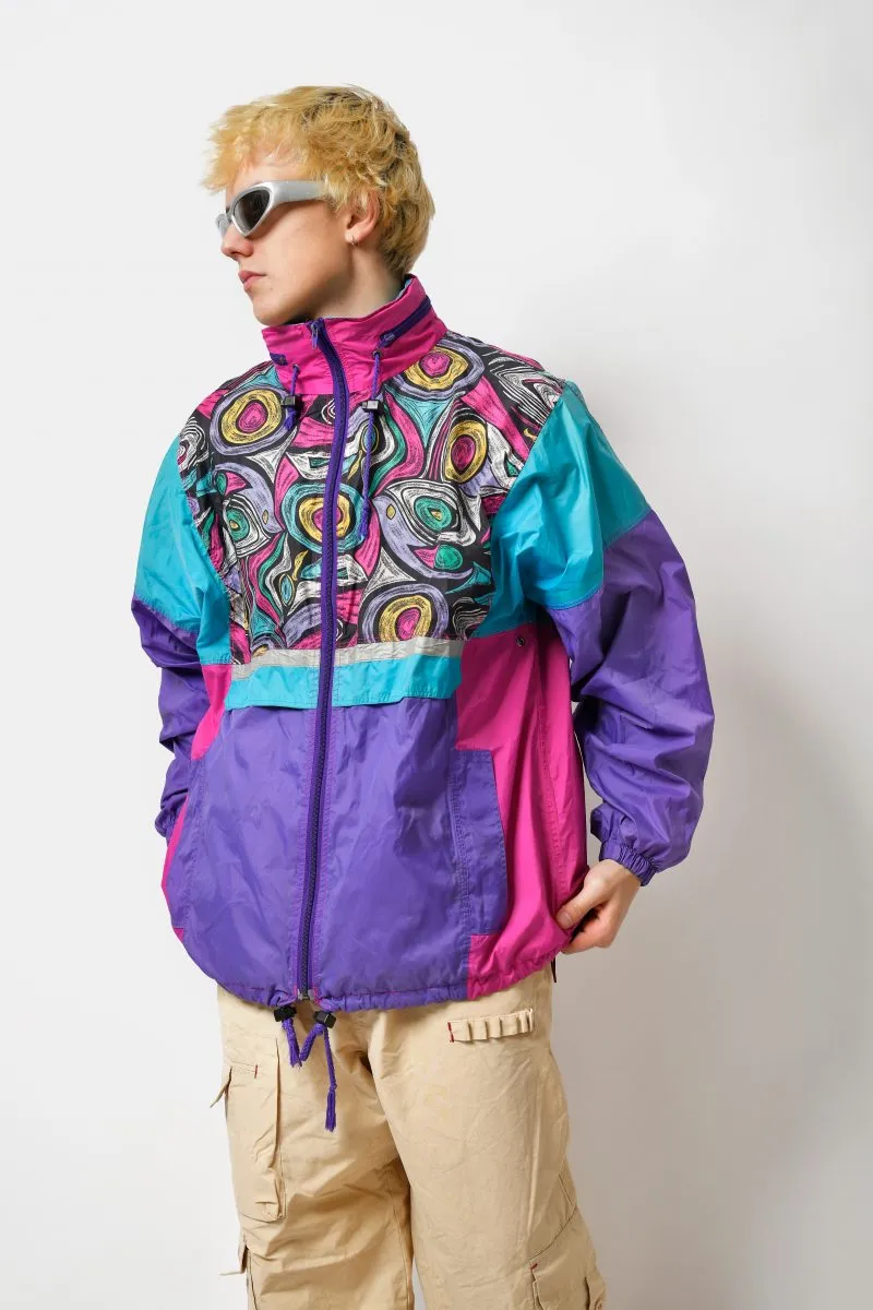 90s hooded windbreaker men