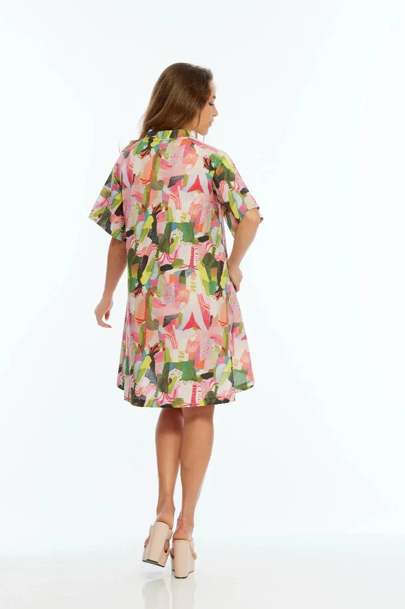 Akira Dress - Pink/Lime