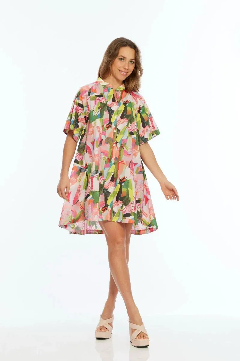 Akira Dress - Pink/Lime