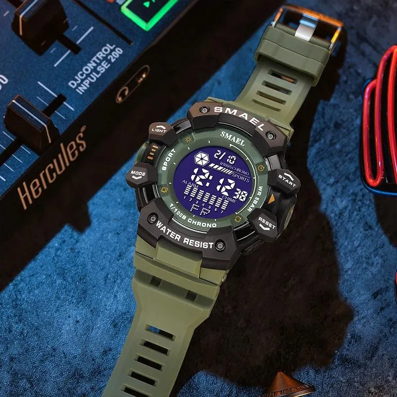 AMSW8050 Men's Simple Watch: Rugged Sport Elegance with LED Digital Precision