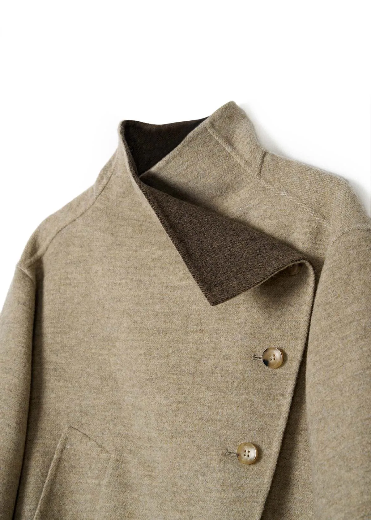 Asymmetric Wool Jacket - Beige