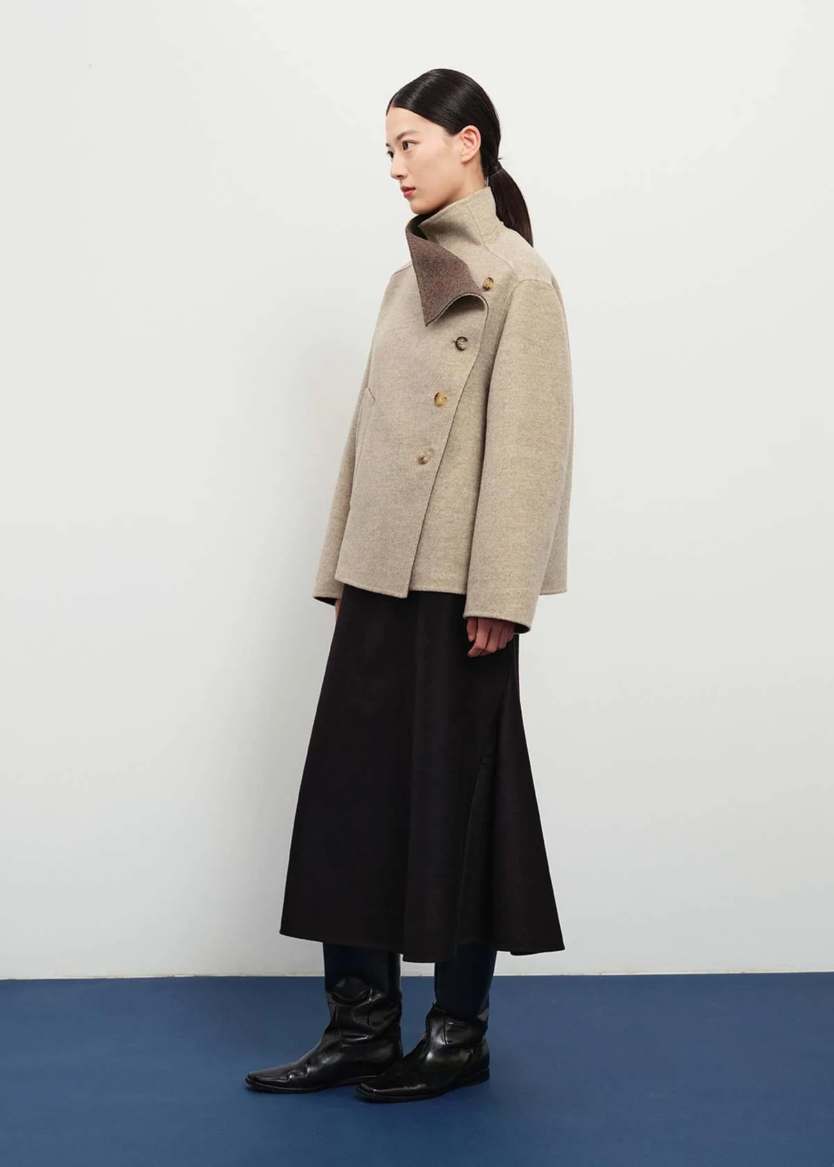 Asymmetric Wool Jacket - Beige