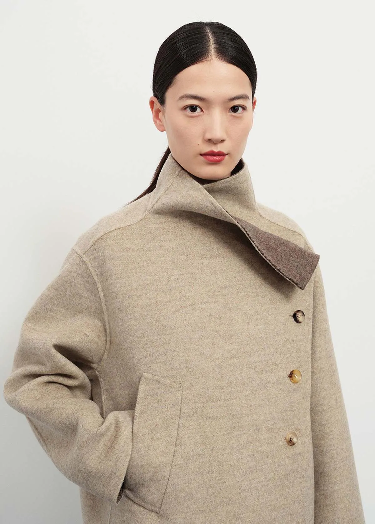 Asymmetric Wool Jacket - Beige