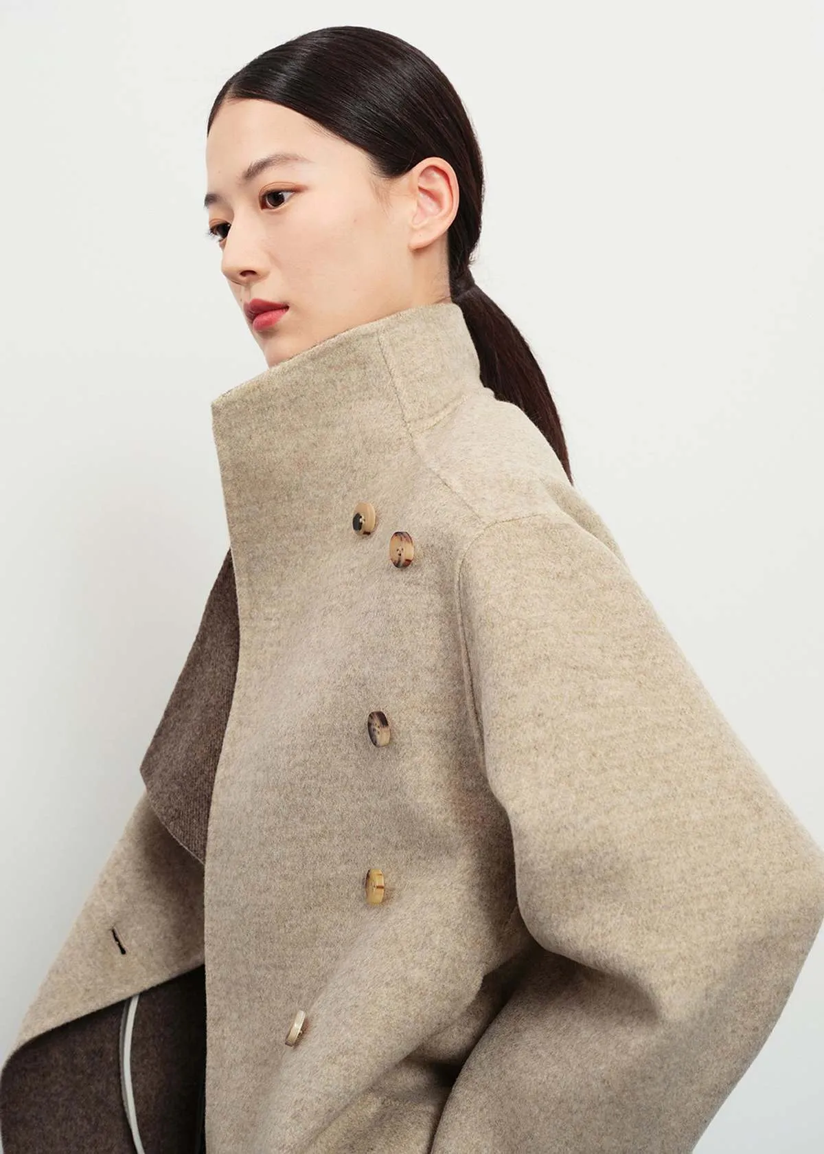 Asymmetric Wool Jacket - Beige