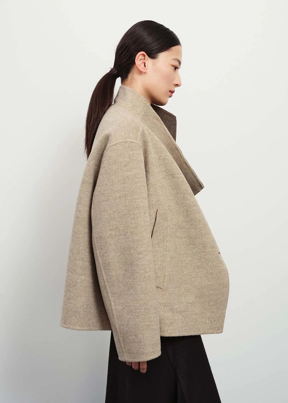 Asymmetric Wool Jacket - Beige