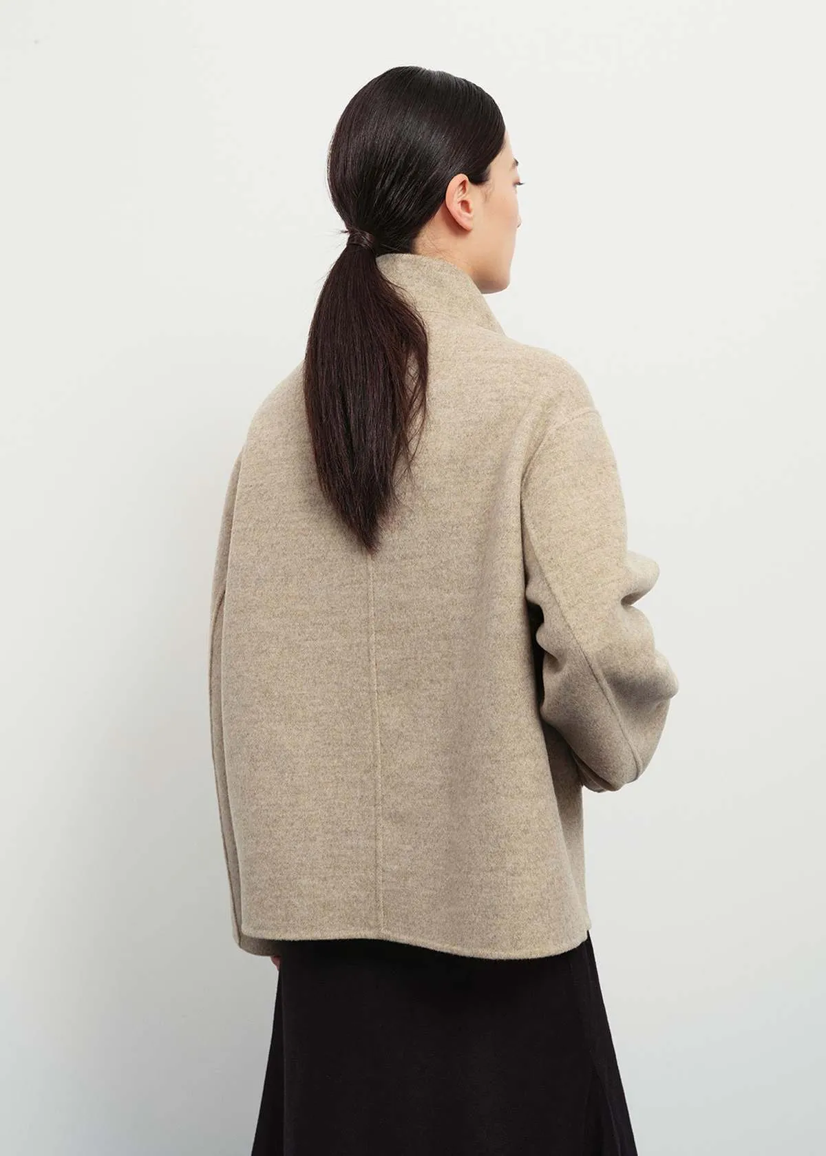 Asymmetric Wool Jacket - Beige