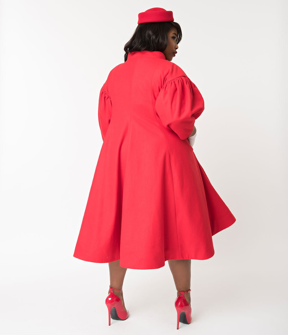 Barbie x Unique Vintage Plus Size 1960s Style Red Flare Swing Coat