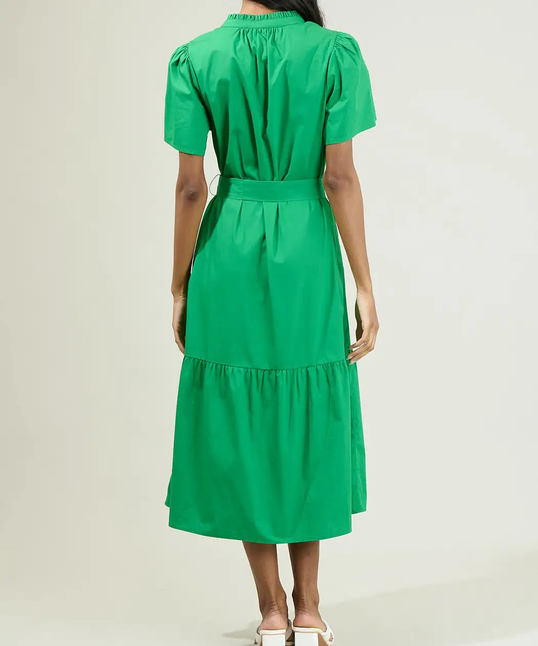 Beatrice Button Down Dress - Kelly Green