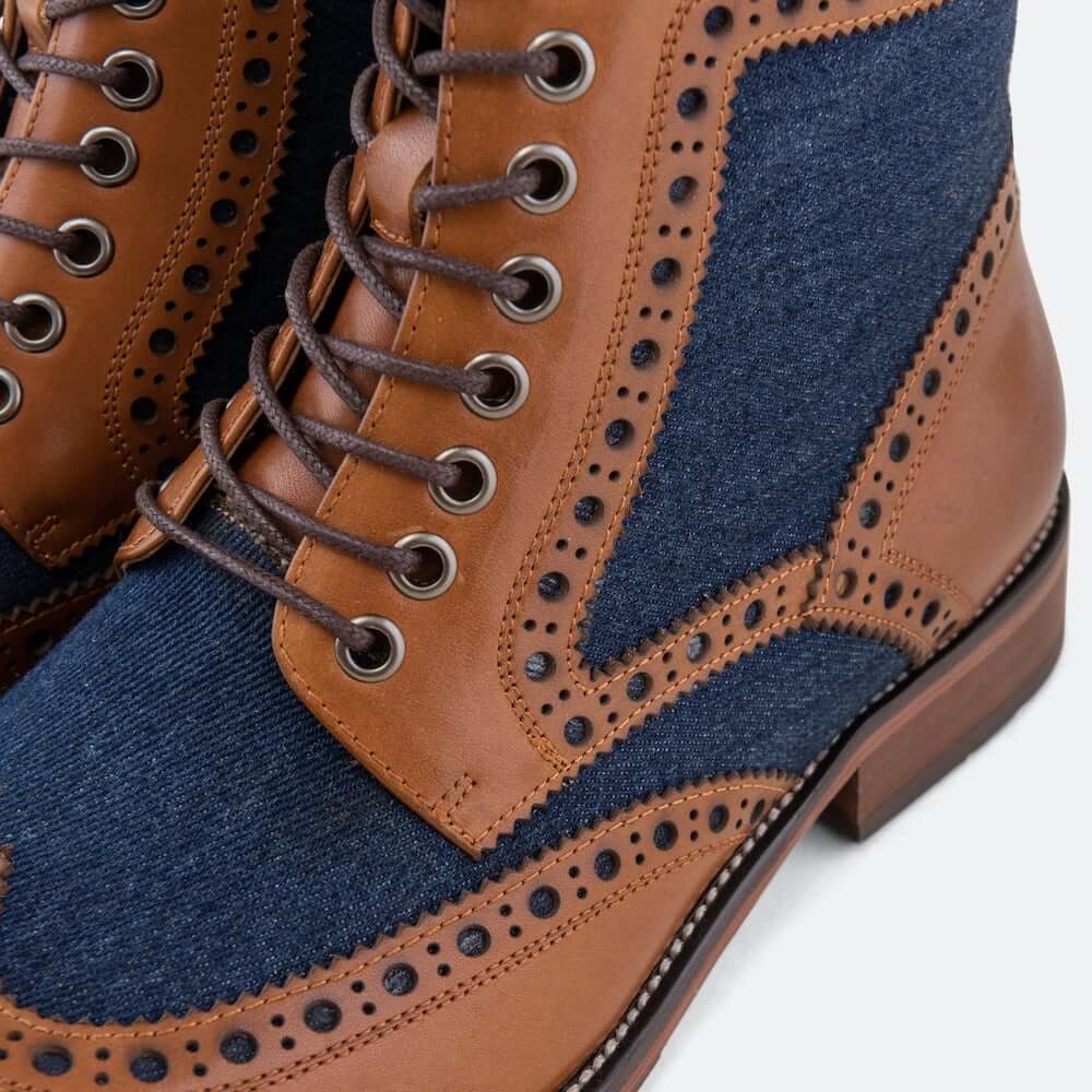 Belmont Denim Wingtip Combat Boots