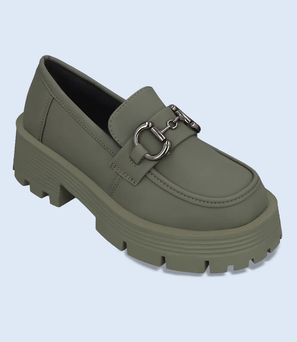 BW7152-GREEN-Women Casual Platform Shoes