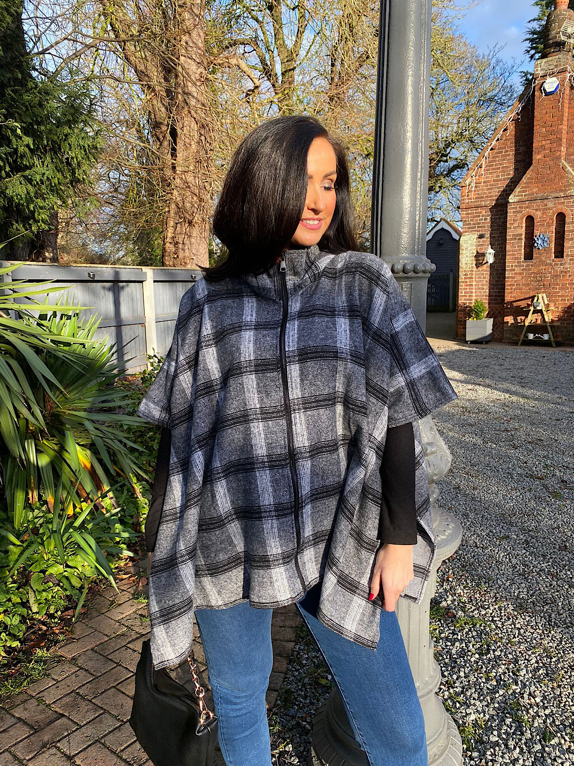 Charcoal Checked Pattern Jacket Jo