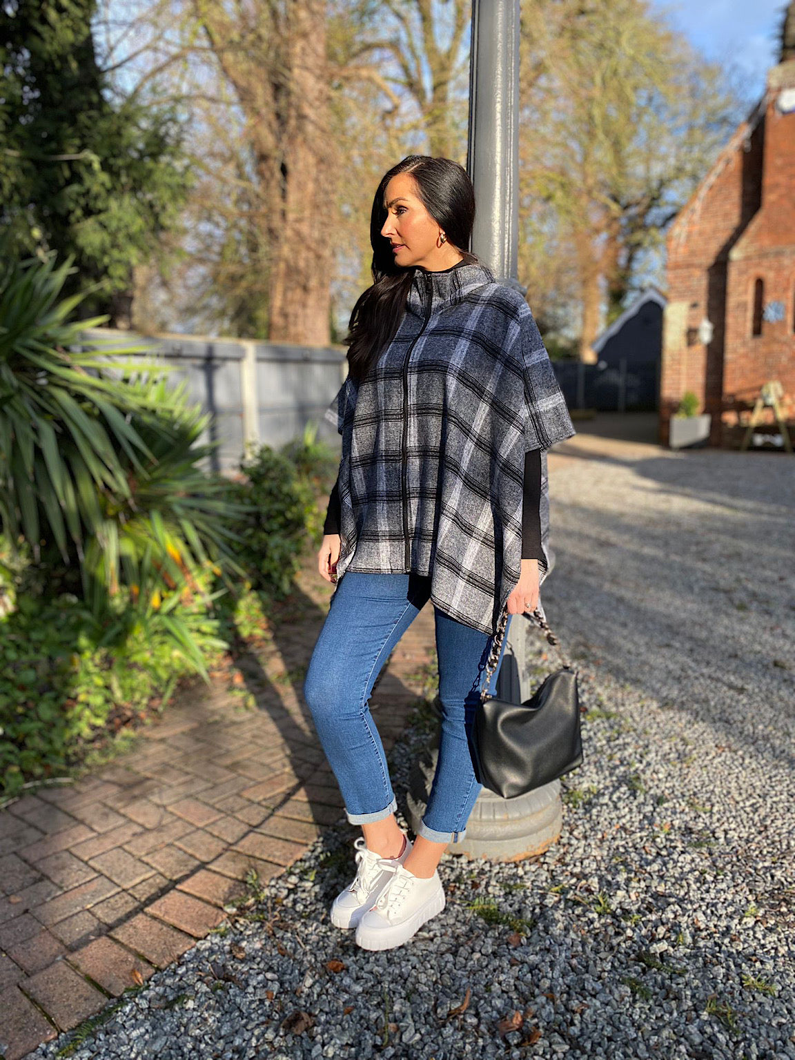 Charcoal Checked Pattern Jacket Jo