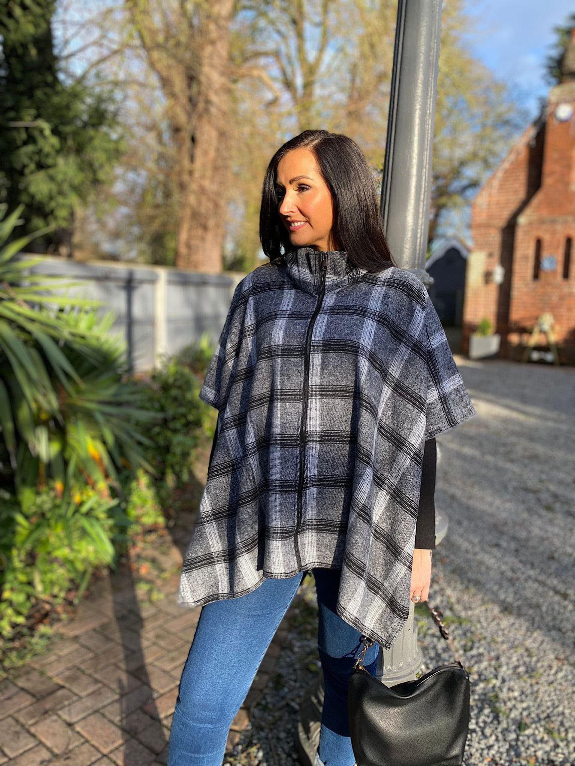 Charcoal Checked Pattern Jacket Jo