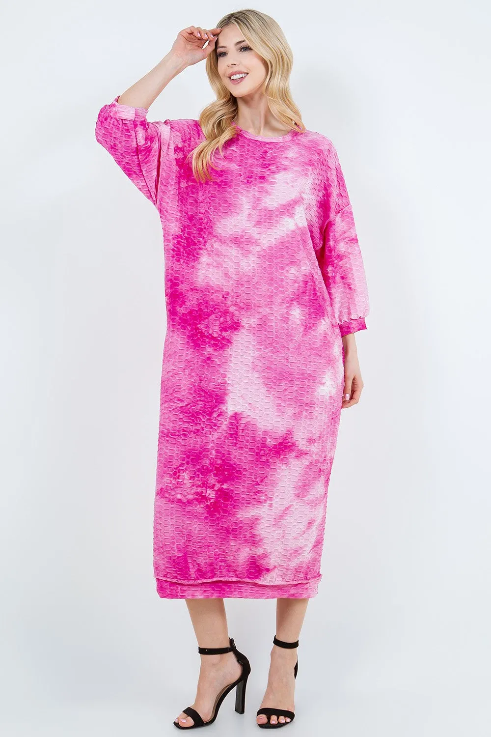 Comfy & Cute Tie Dye Dress- Pink, Blue or Midnight