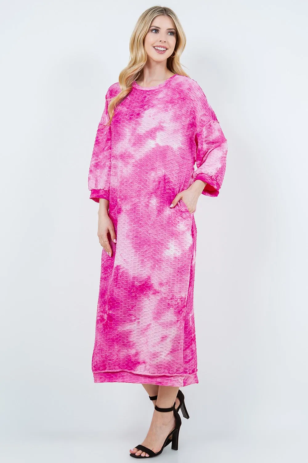 Comfy & Cute Tie Dye Dress- Pink, Blue or Midnight