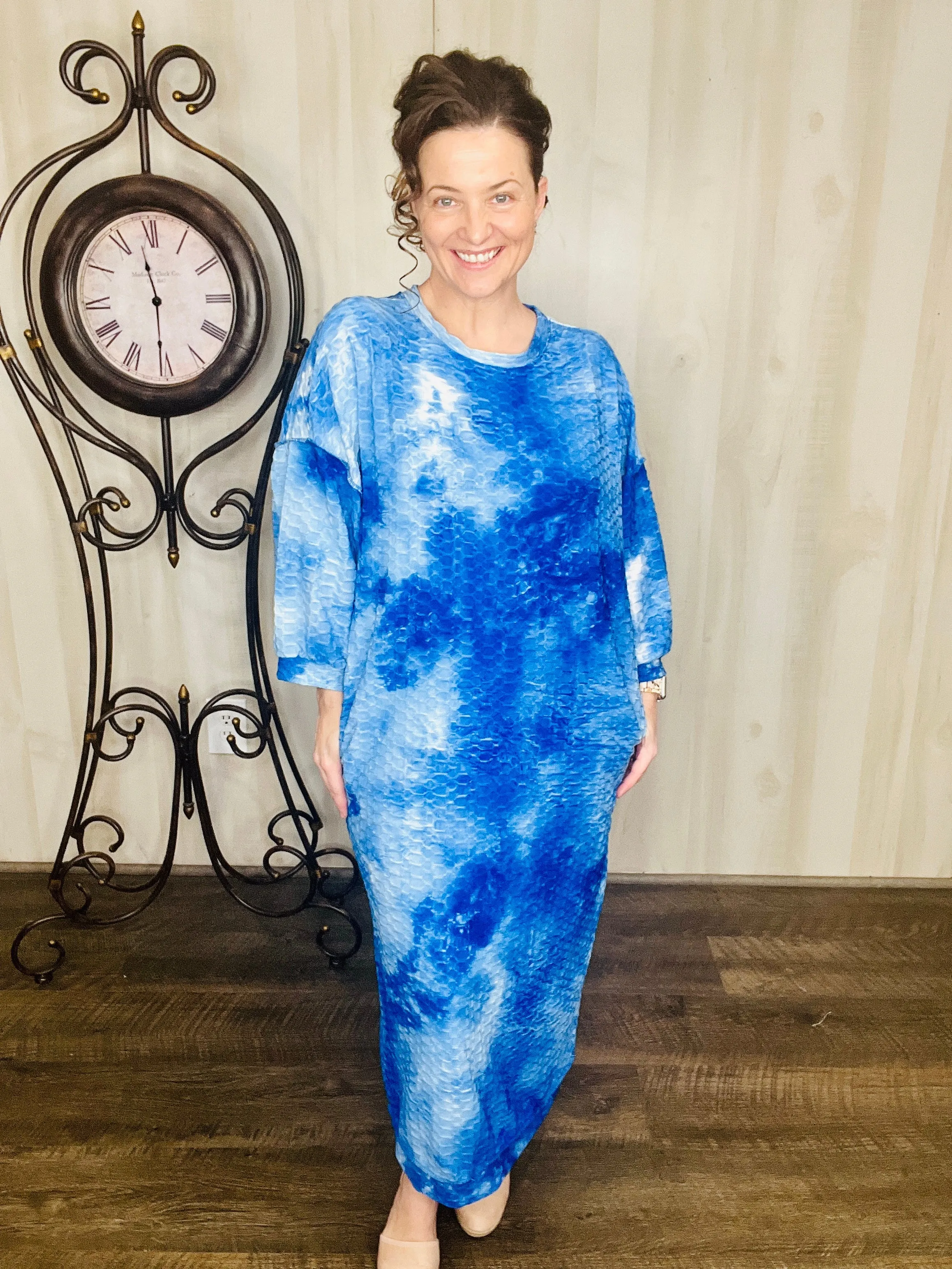 Comfy & Cute Tie Dye Dress- Pink, Blue or Midnight