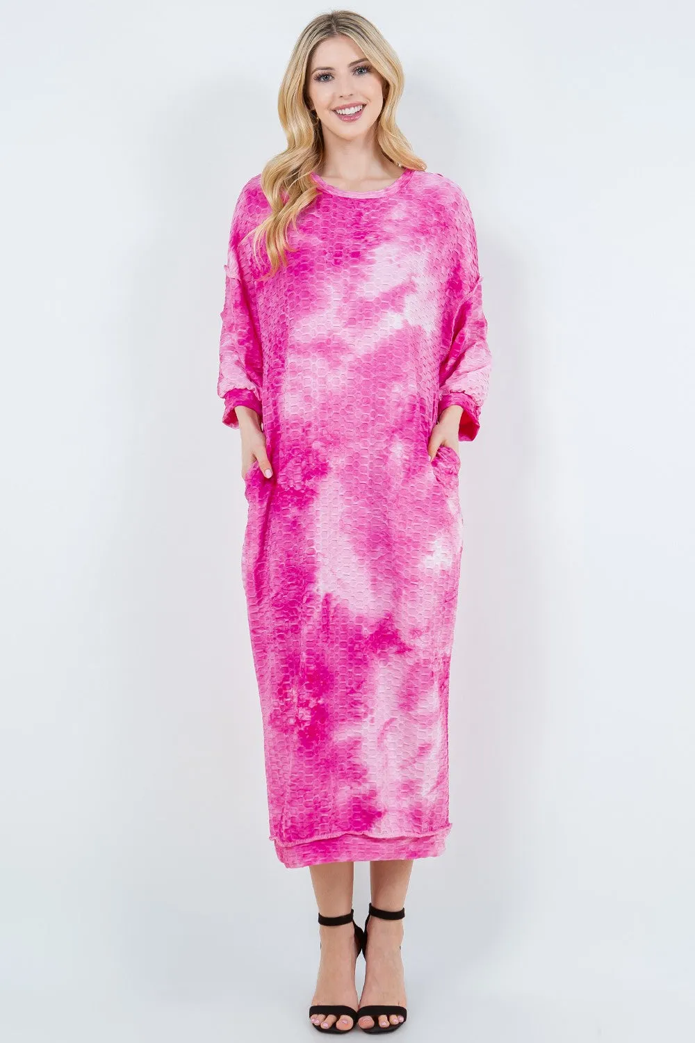 Comfy & Cute Tie Dye Dress- Pink, Blue or Midnight