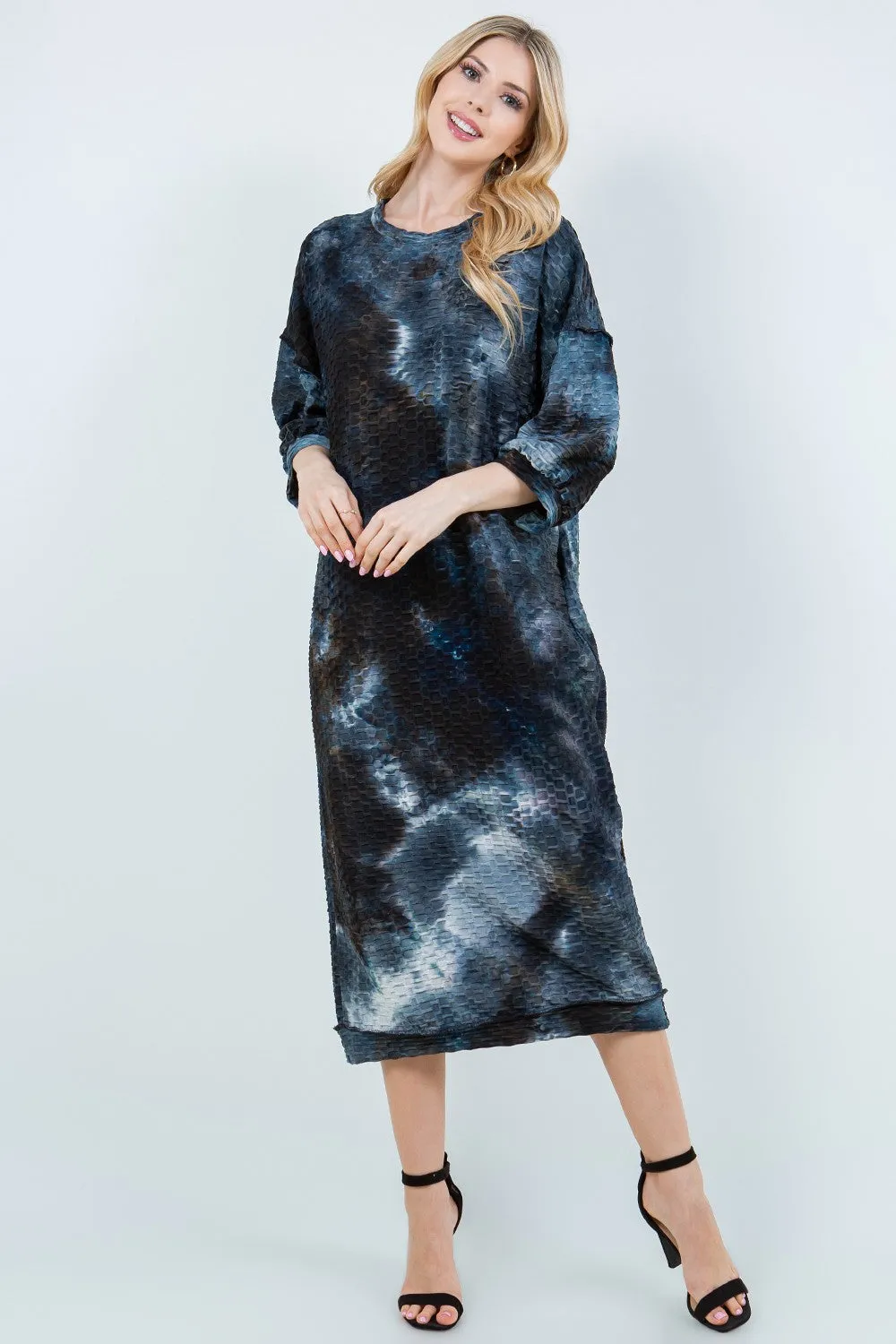 Comfy & Cute Tie Dye Dress- Pink, Blue or Midnight