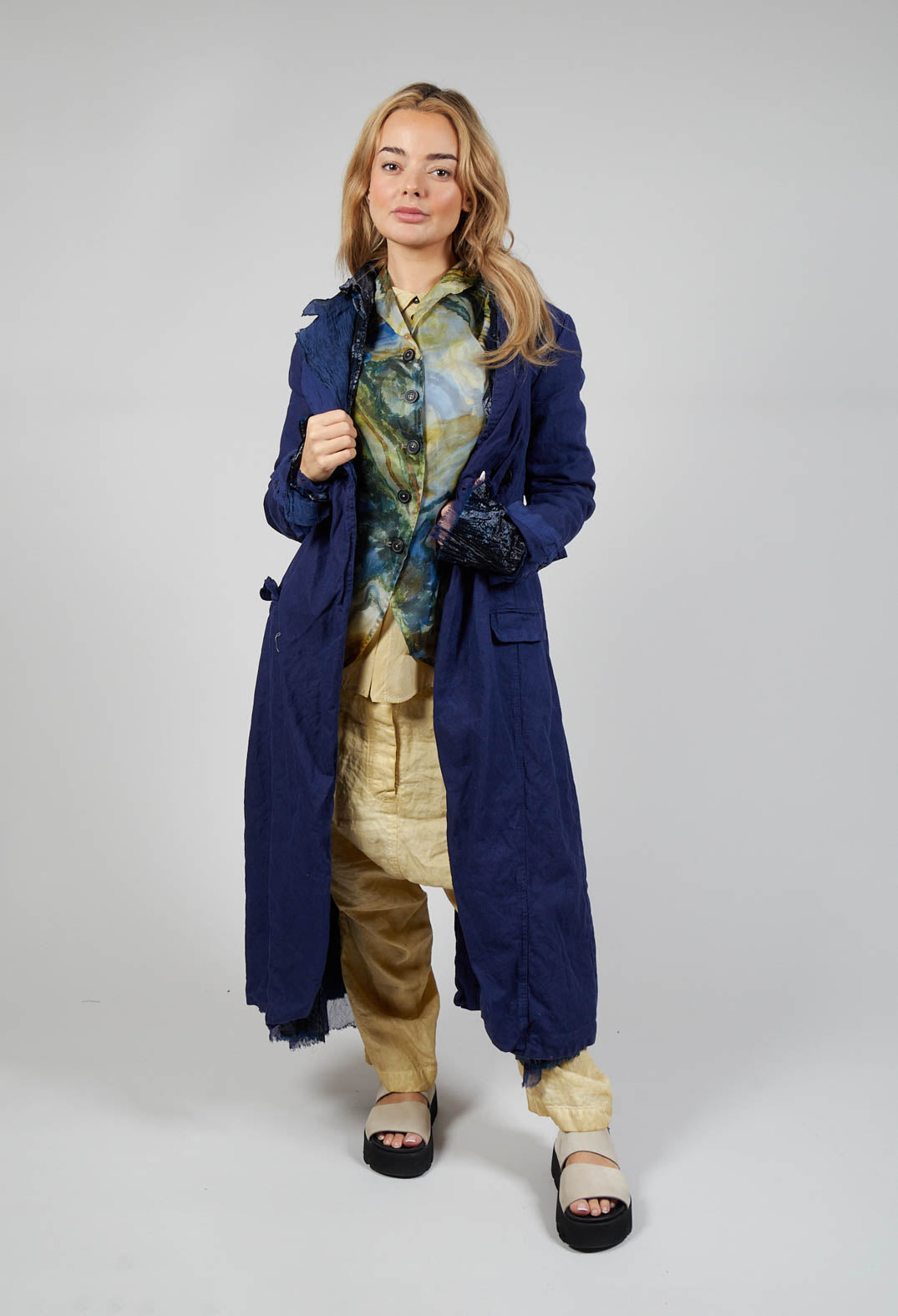 Contrast Lining Coat in Enzian