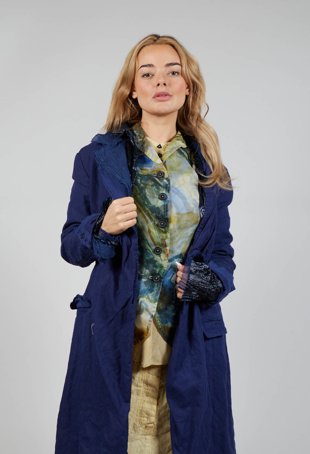 Contrast Lining Coat in Enzian