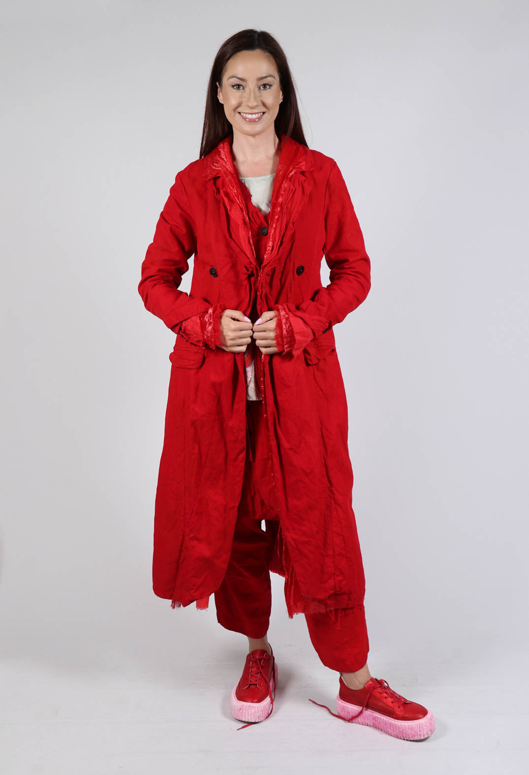 Contrast Lining Coat in Rose