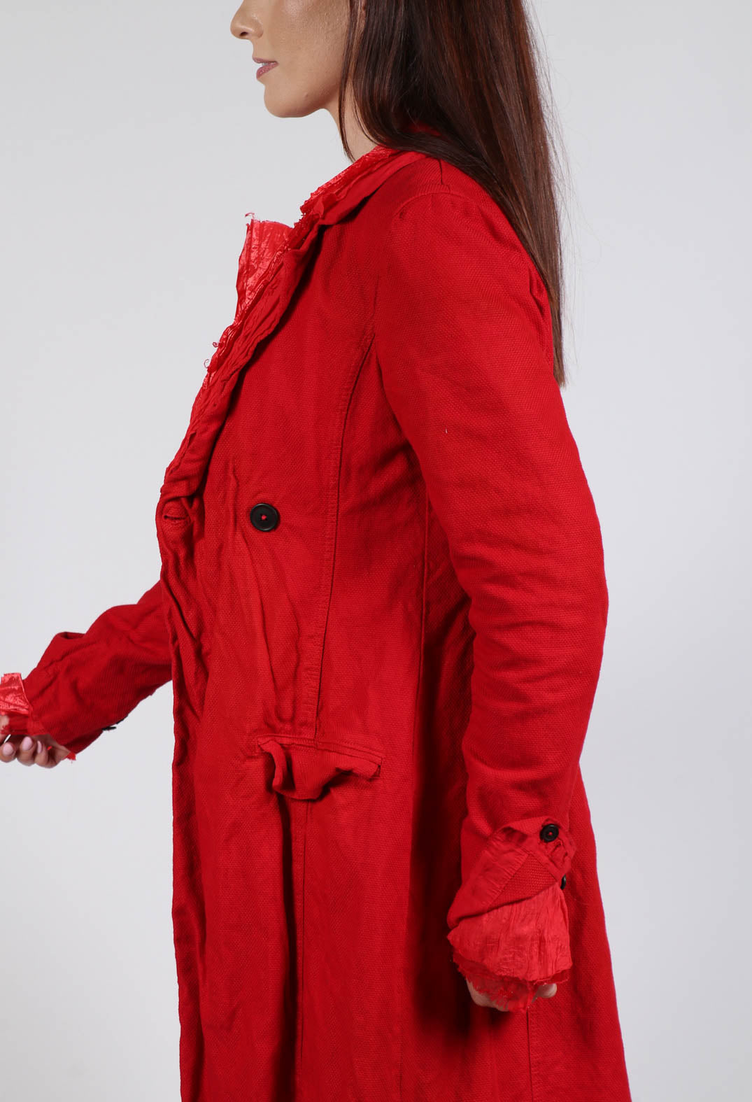 Contrast Lining Coat in Rose