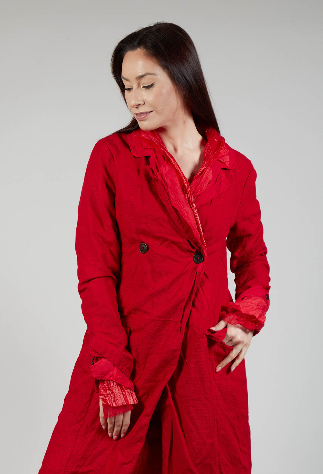 Contrast Lining Coat in Rose