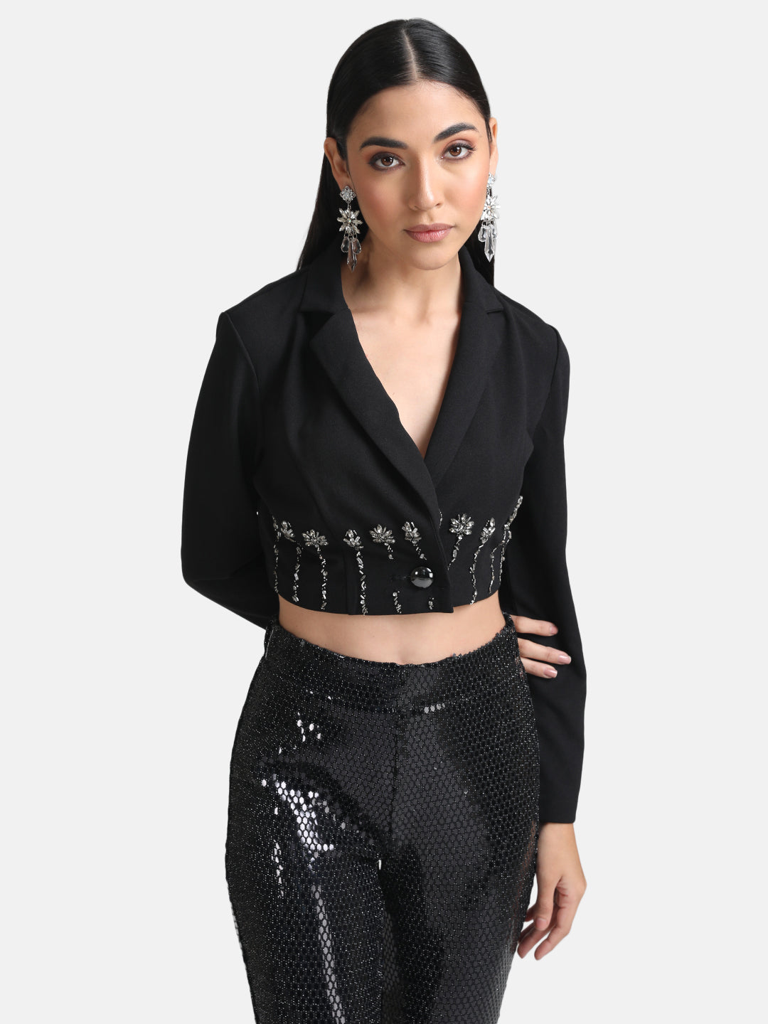 Cropped Jacket With Embellishment