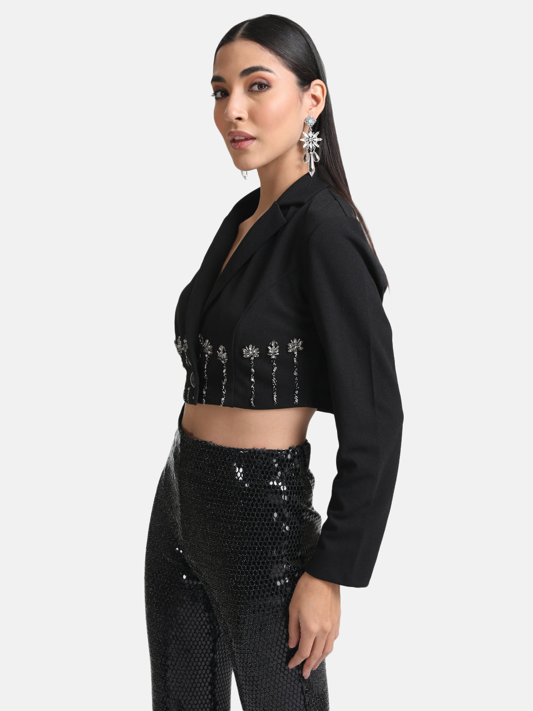 Cropped Jacket With Embellishment