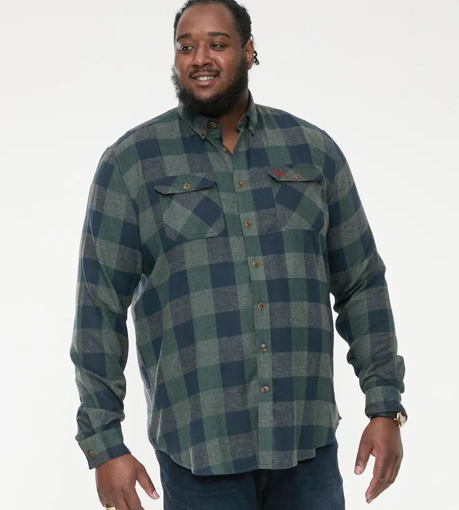 D555 Big Mens Long Sleeve Check Overshirt With Two Patch Pockets (GARFIELD)