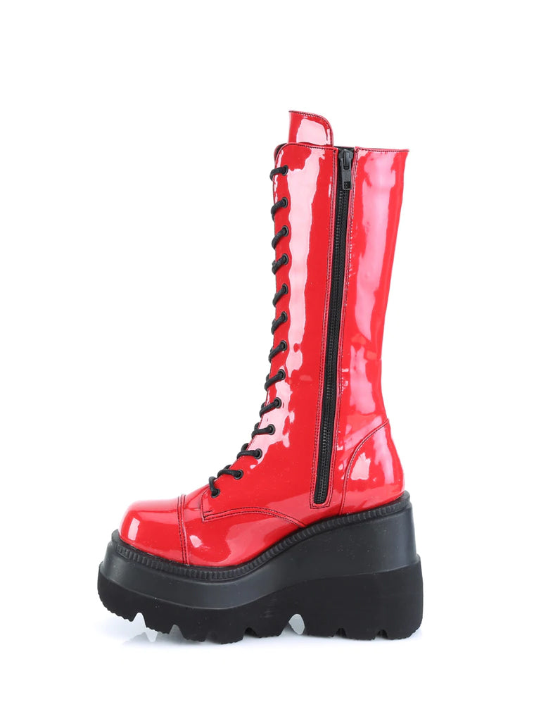 DEMONIA SHAKER-72 BOOTS - RED PATENT  PRE ORDER 