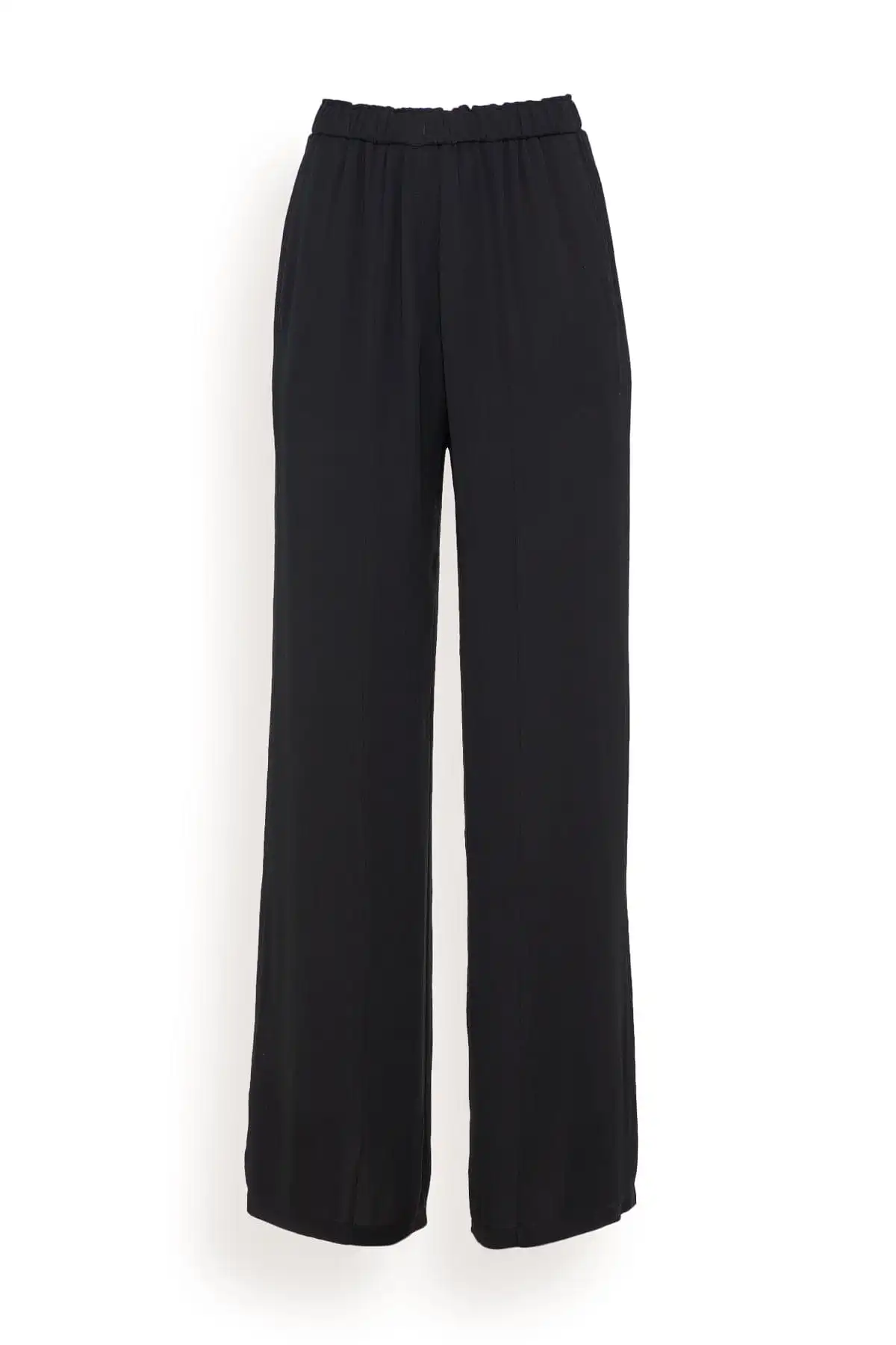 Double Georgette Elasticated Pants in Nero