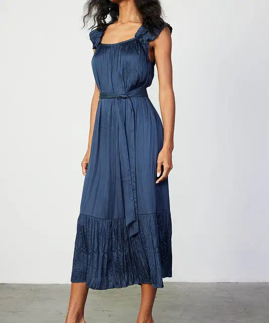 Double Layer Midi Dress - Slate Navy