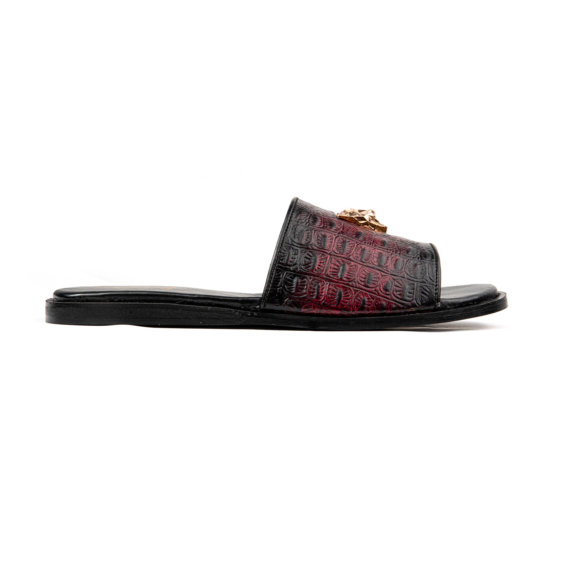 Dual Toned Buckled Premium Leather Slippers