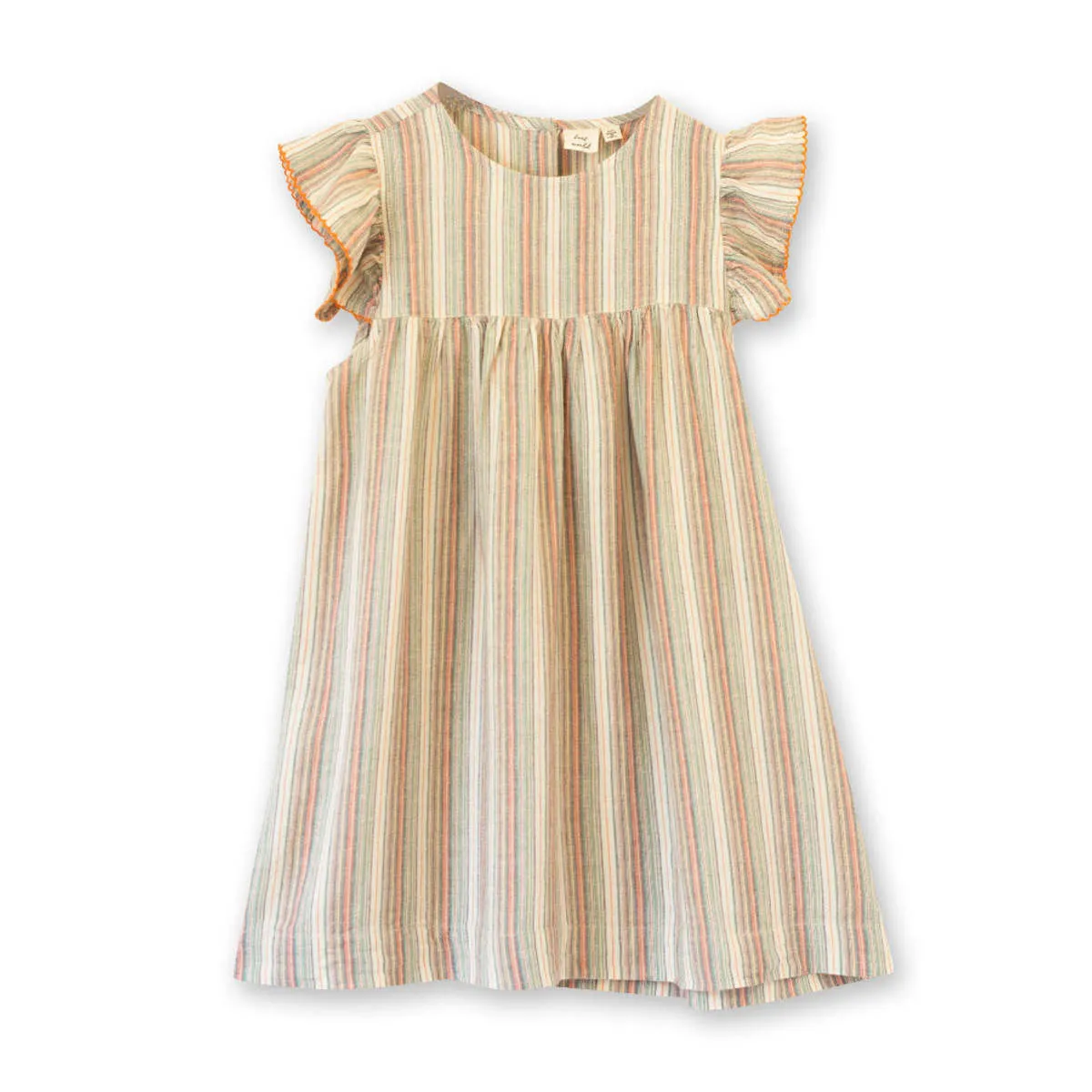 Girls Flutter Sleeve Dress - Mint Green Stripe