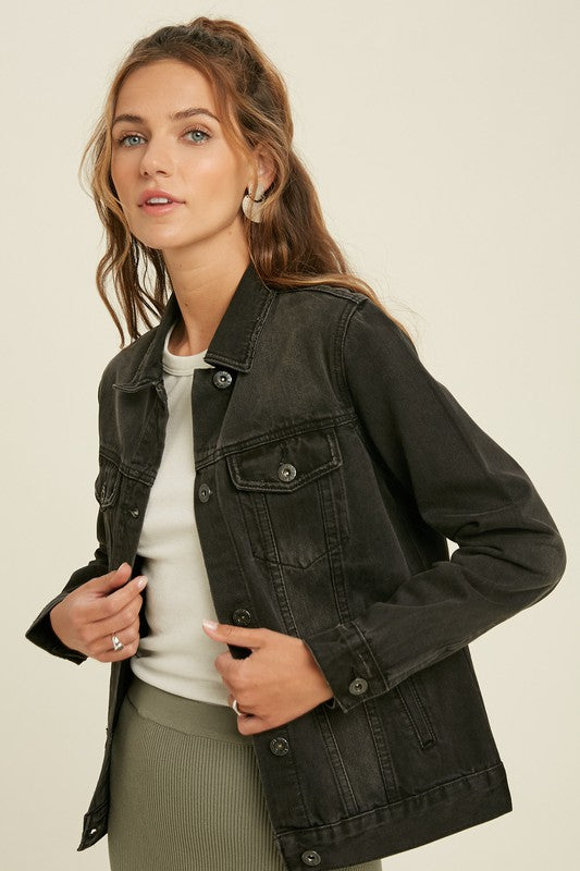 Greece Classic Black Denim Jacket