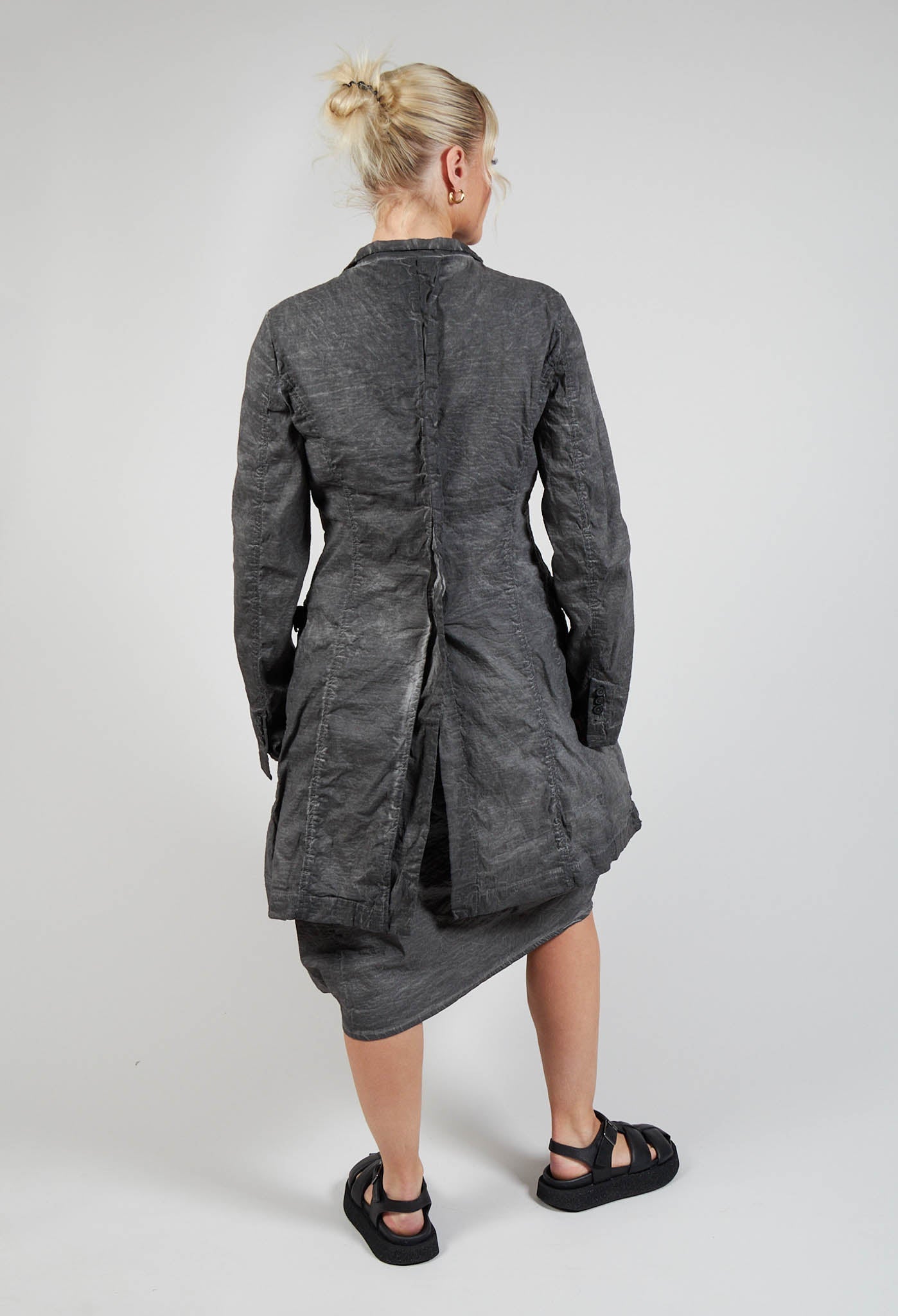 Half-Placket Coat in Coal Cloud