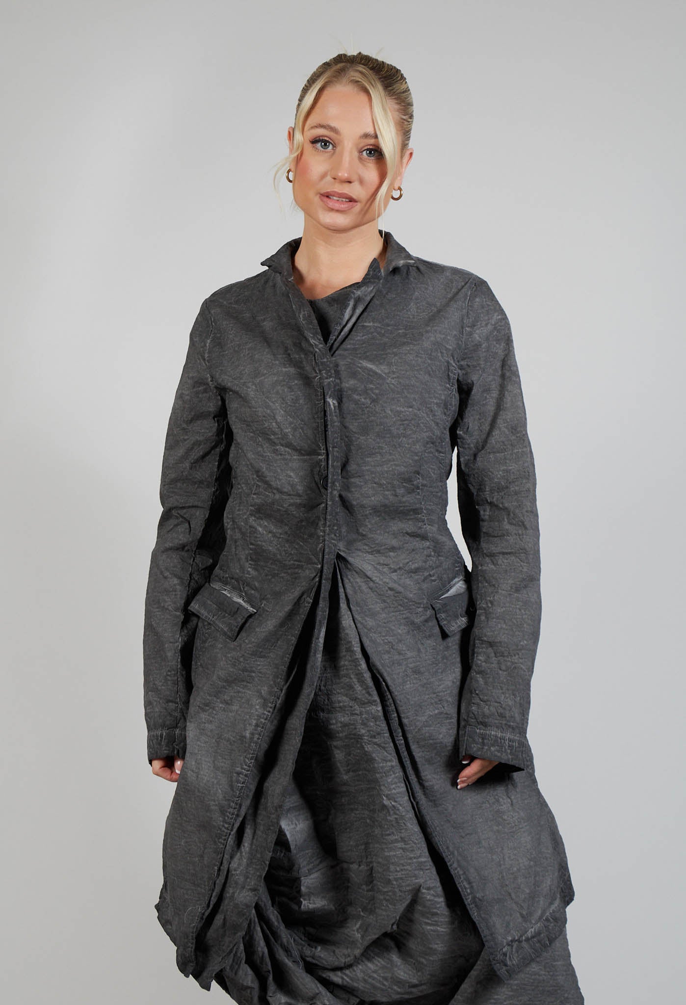 Half-Placket Coat in Coal Cloud