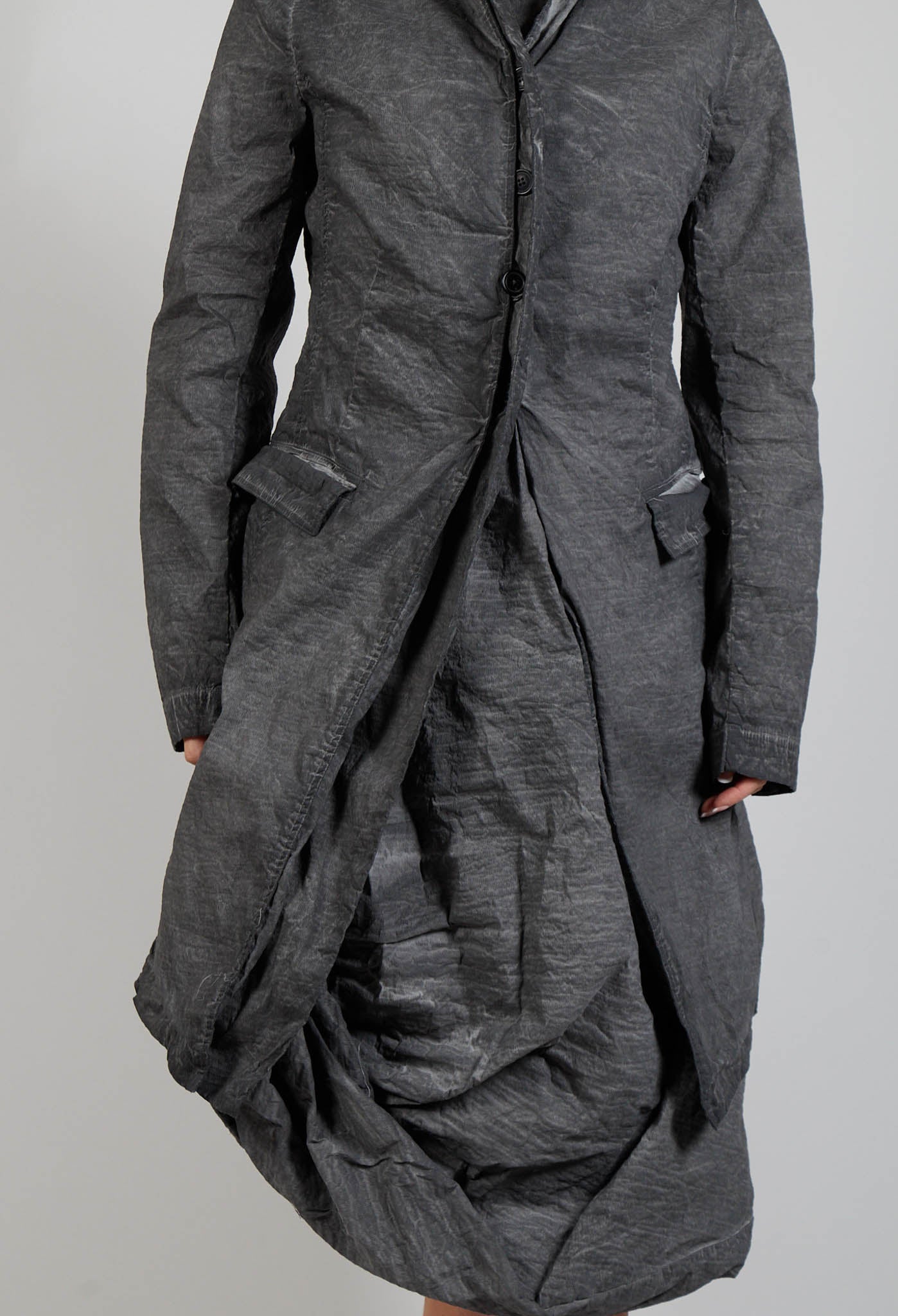 Half-Placket Coat in Coal Cloud