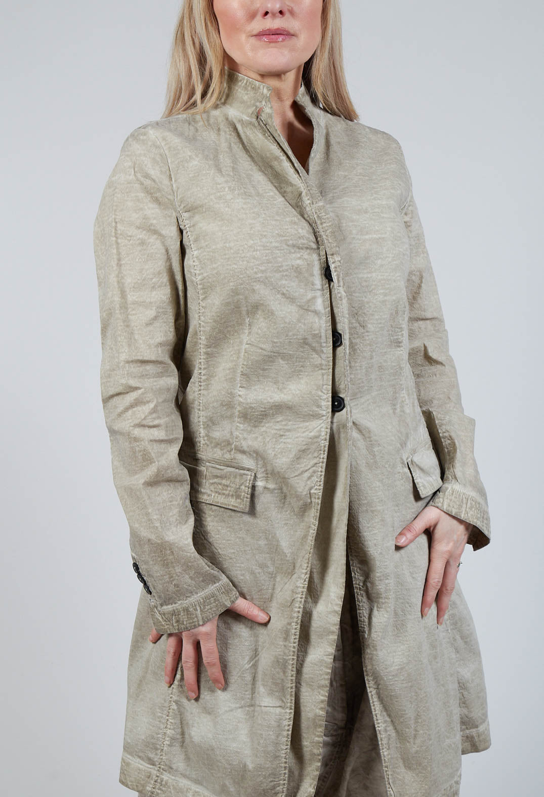 Half-Placket Coat in Straw Cloud