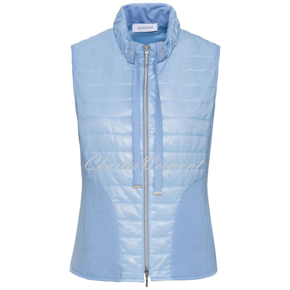 Just White Quilted Gilet with Rhinestone Detail- Style J3005