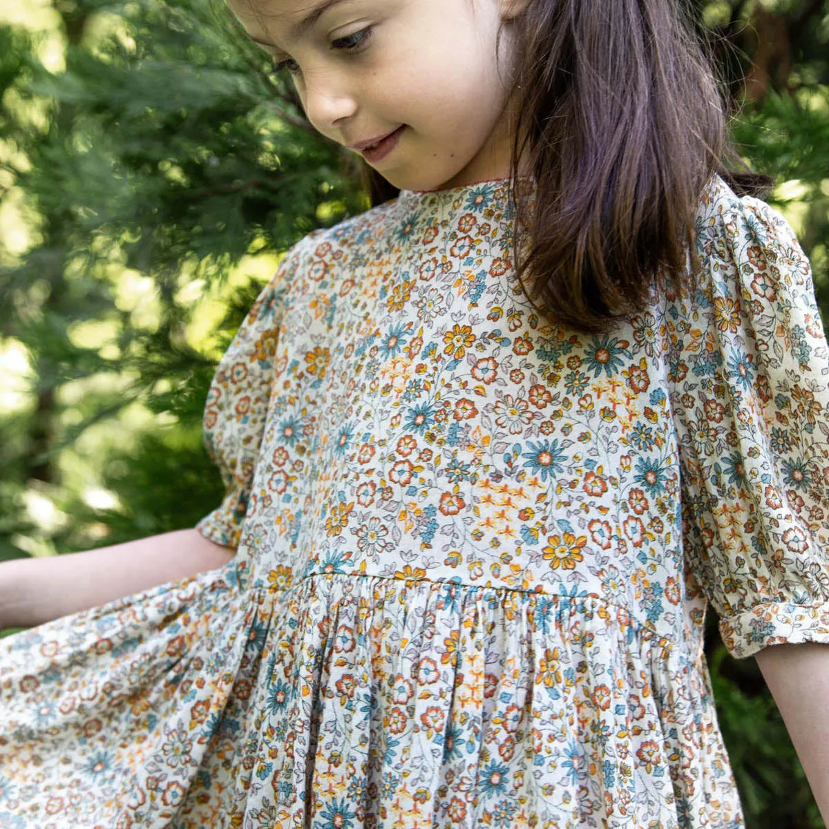 Kids Beet World Short Puff Sleeve Dress - Cottonfield Floral