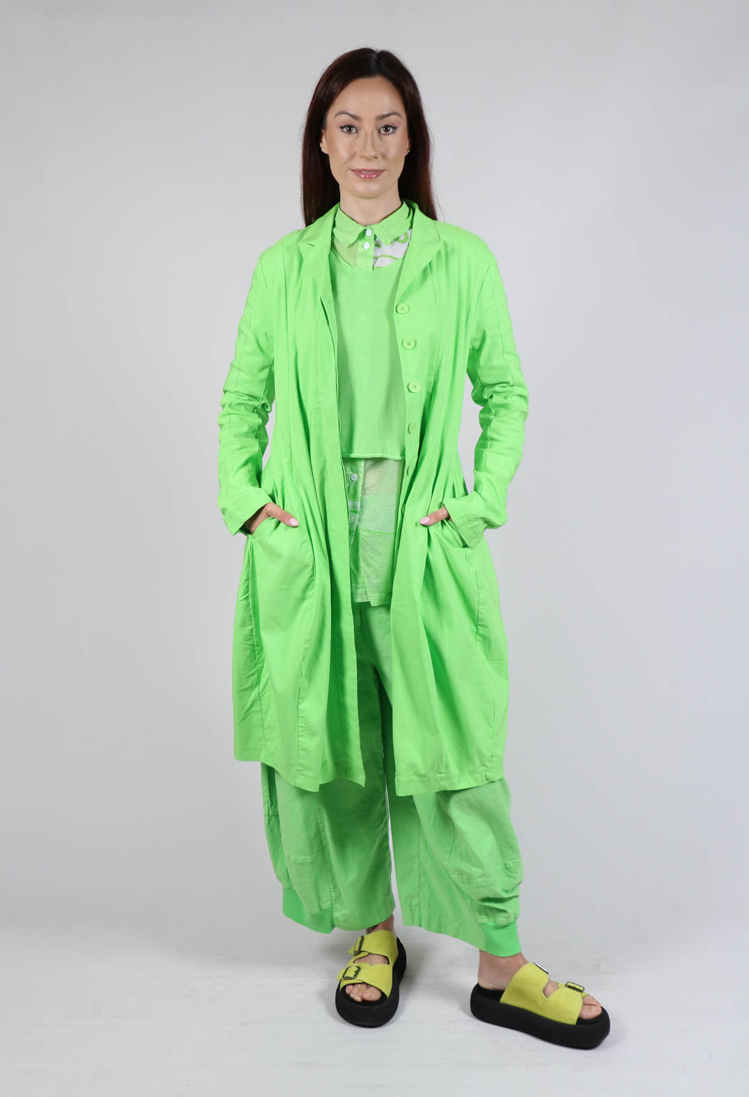 Lightweight Coat with Tulip Hem in Lime