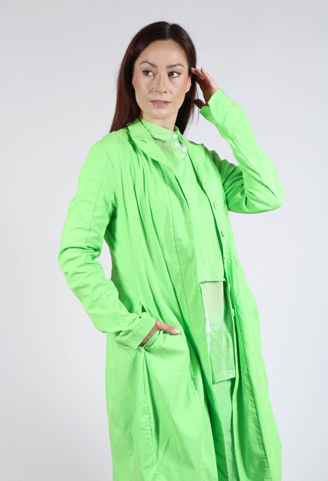 Lightweight Coat with Tulip Hem in Lime