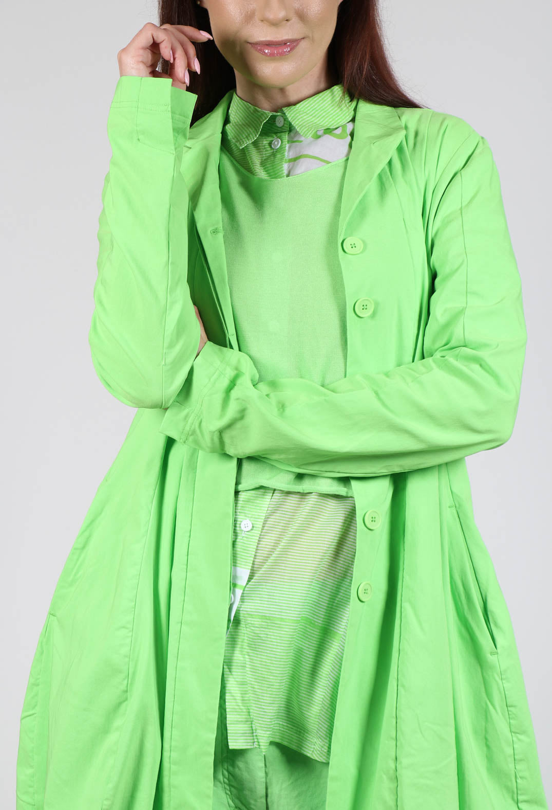 Lightweight Coat with Tulip Hem in Lime