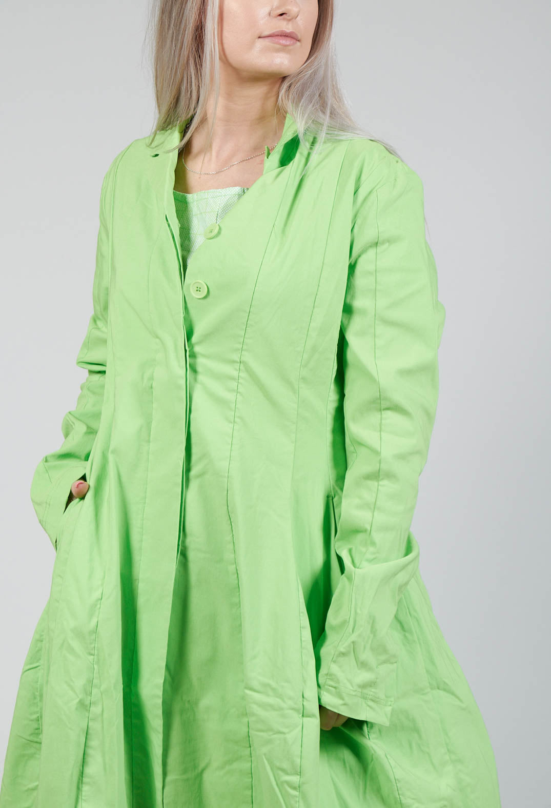 Lightweight Coat with Tulip Hem in Lime