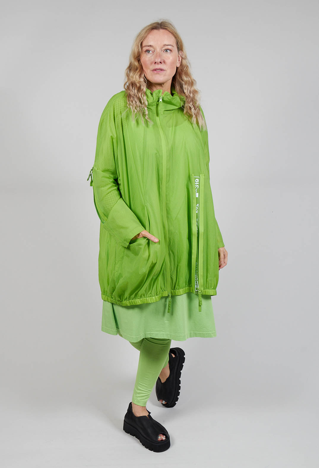 Lightweight Coat with Zip in Lime