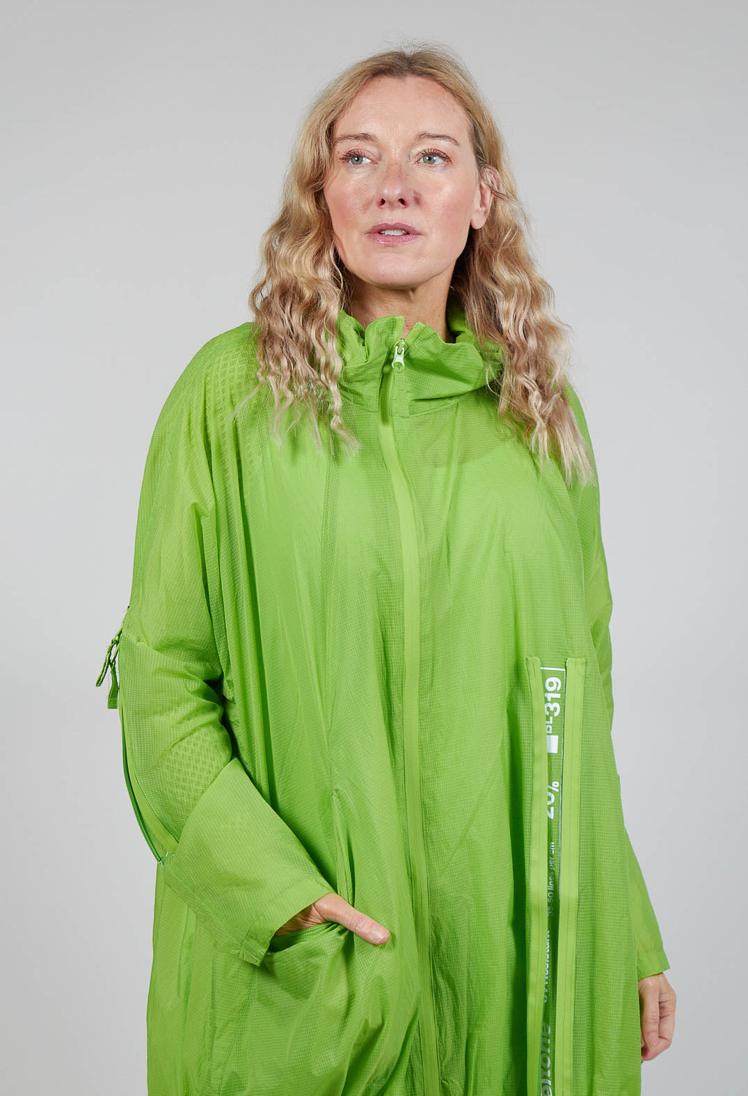 Lightweight Coat with Zip in Lime