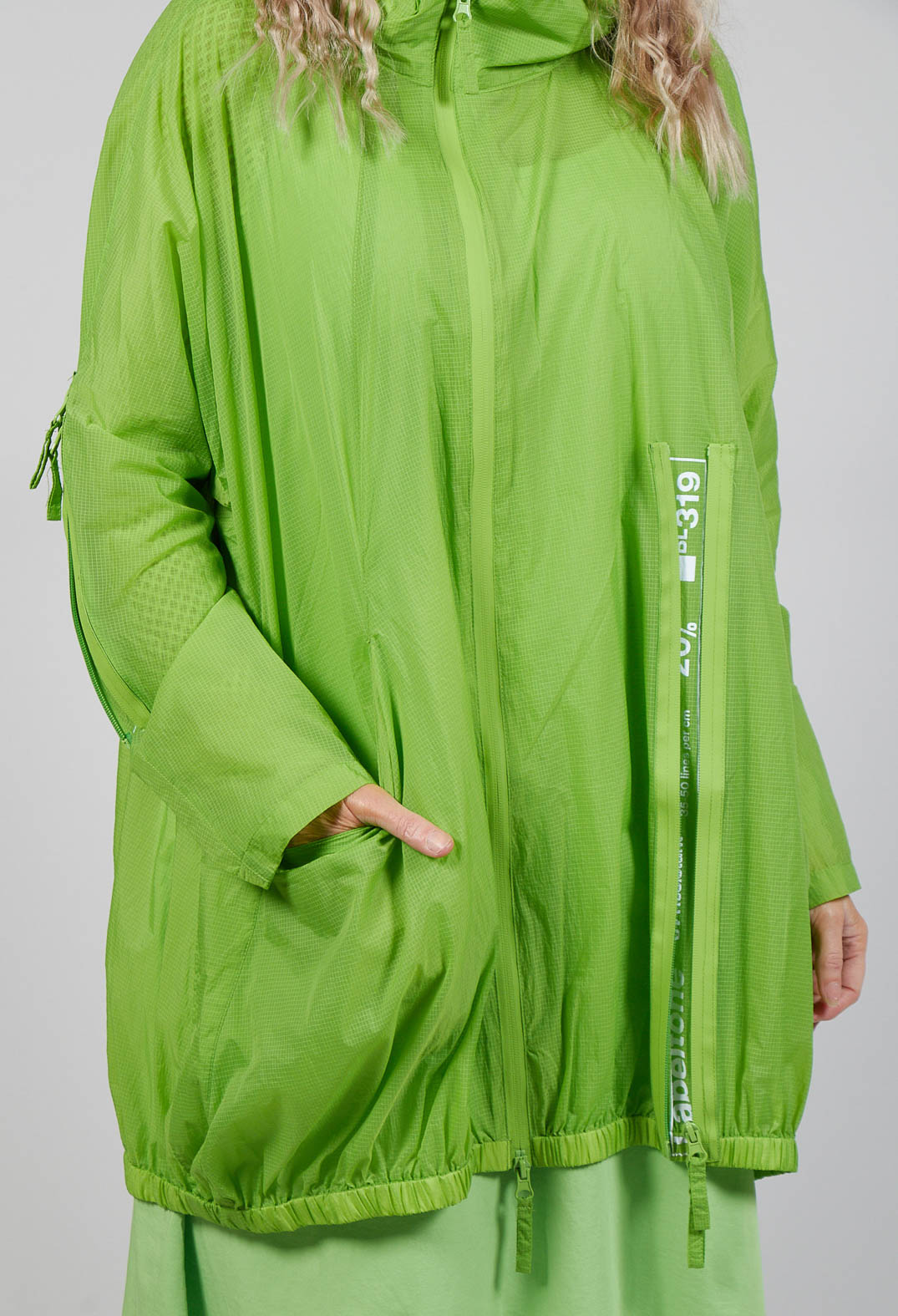 Lightweight Coat with Zip in Lime