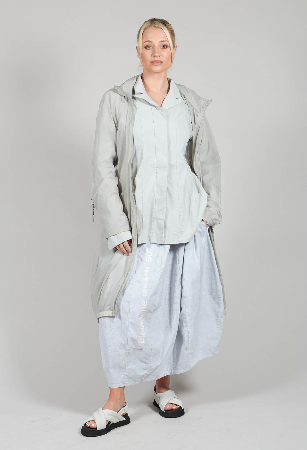 Lightweight Longline Coat with Zip in Grey